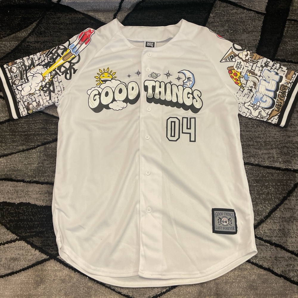 Good Things Graphic Button Down Shirt - White